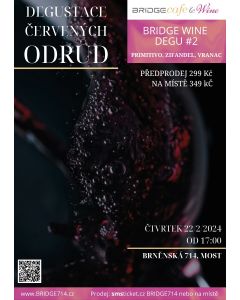 BRIDGE Wine - Degustace červených odrůd (Primitivo – Zinfandel - Vranac) dne 22.2.2024 