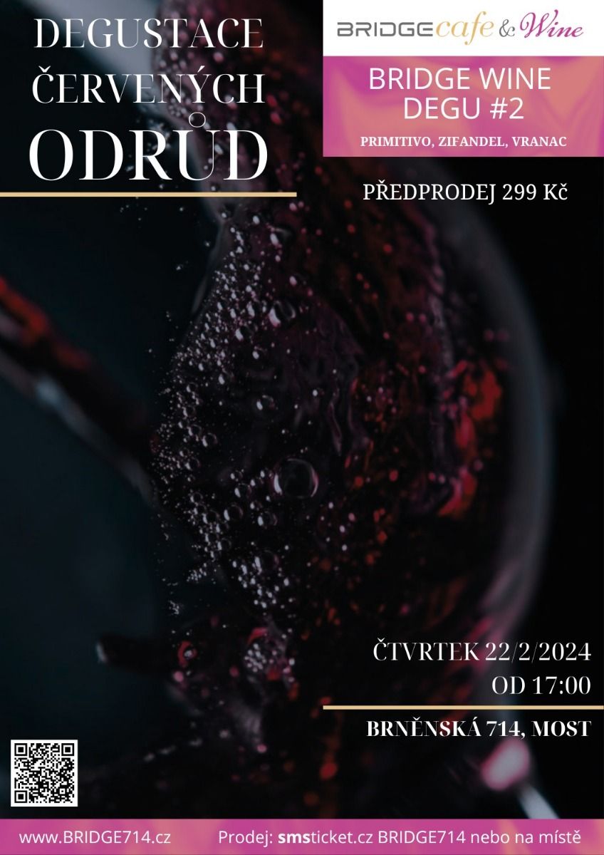BRIDGE Wine - Degustace červených odrůd (Primitivo – Zinfandel - Vranac) dne 22.2.2024